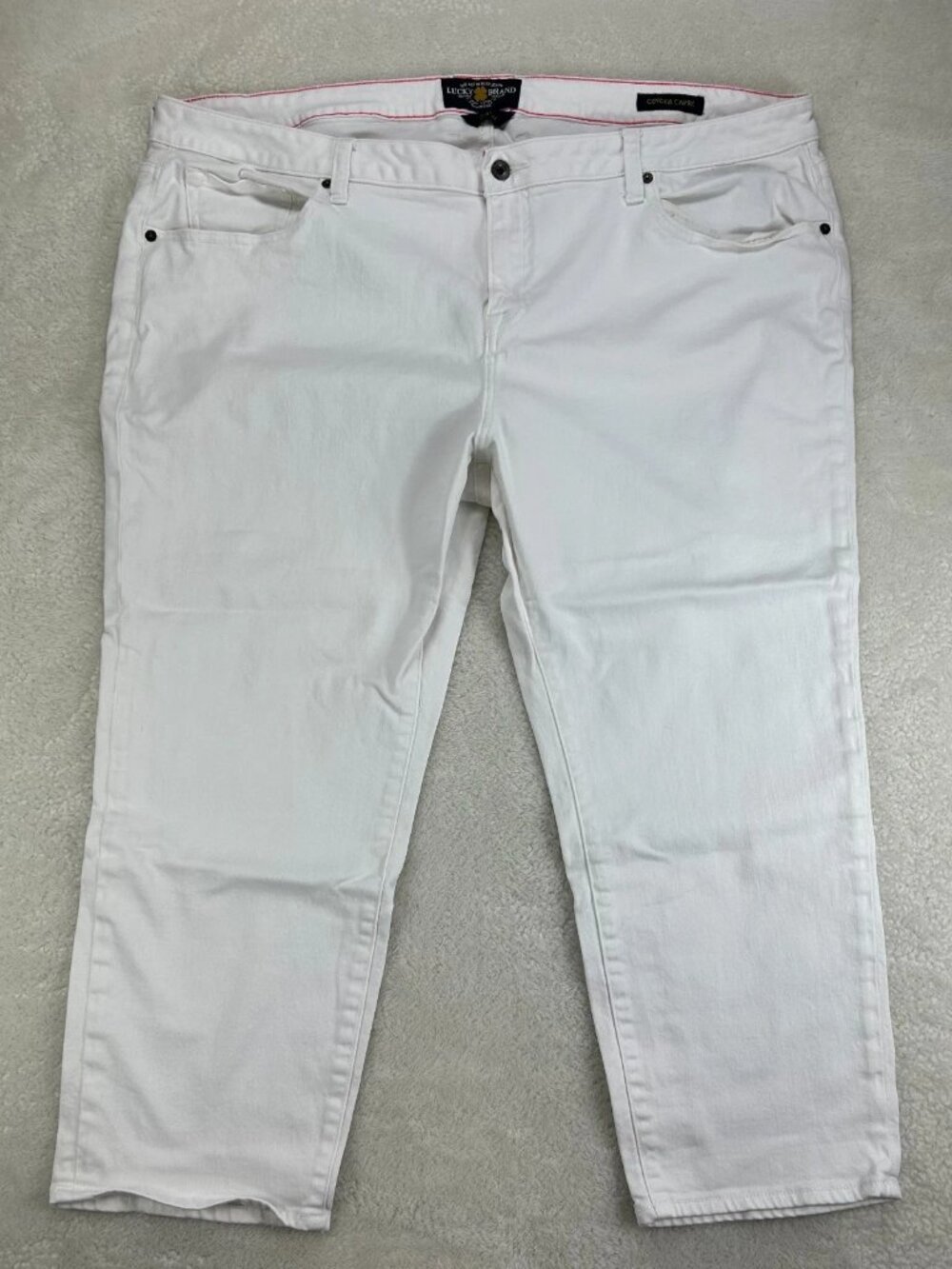 Lucky Brand Ginger Capri Jeans Womens 24W White Denim High Rise 5-Pocket Stretch